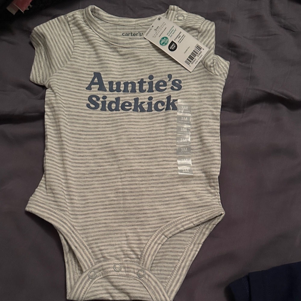 Carter's Gray and White Striped Bodysuit - Auntie's Sidekick